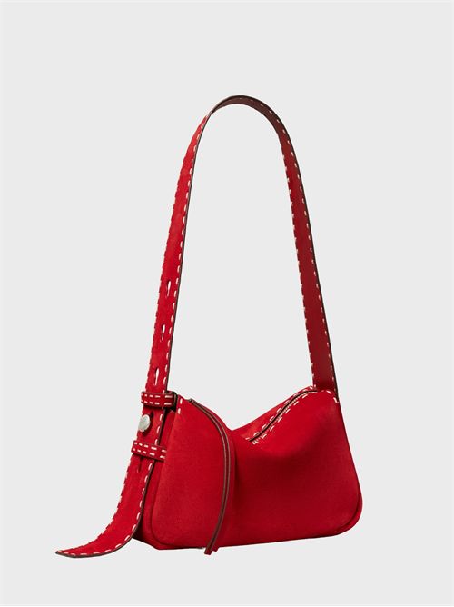 Shoulder bag piccola Romy in suede con impuntura a vista TORY BURCH | 183222600